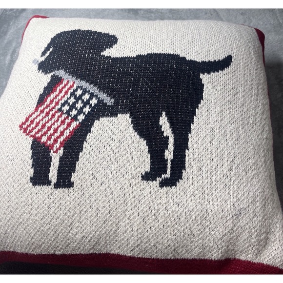 New Brooks Brothers‎ 18x18 Black Lab Decorative Flag Pillow Americana 4th July - Picture 1 of 7